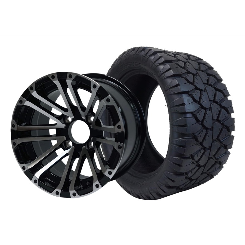 SGC 14″ Lancer Machined/Black Wheel – Aluminum Alloy / STEELENG 23″x10.5″-14″ STINGER AT Tire DOT Approved Tires Combo – Set of 4