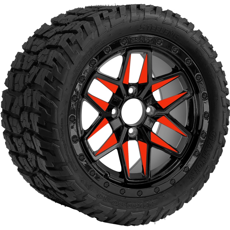 SGC 14 ” Orange Widow Wheel – Aluminum Alloy / STEELENG 22 “x10.5 “-14 ” GATOR All Terrain DOT Approved Tires Combo – Set of 4