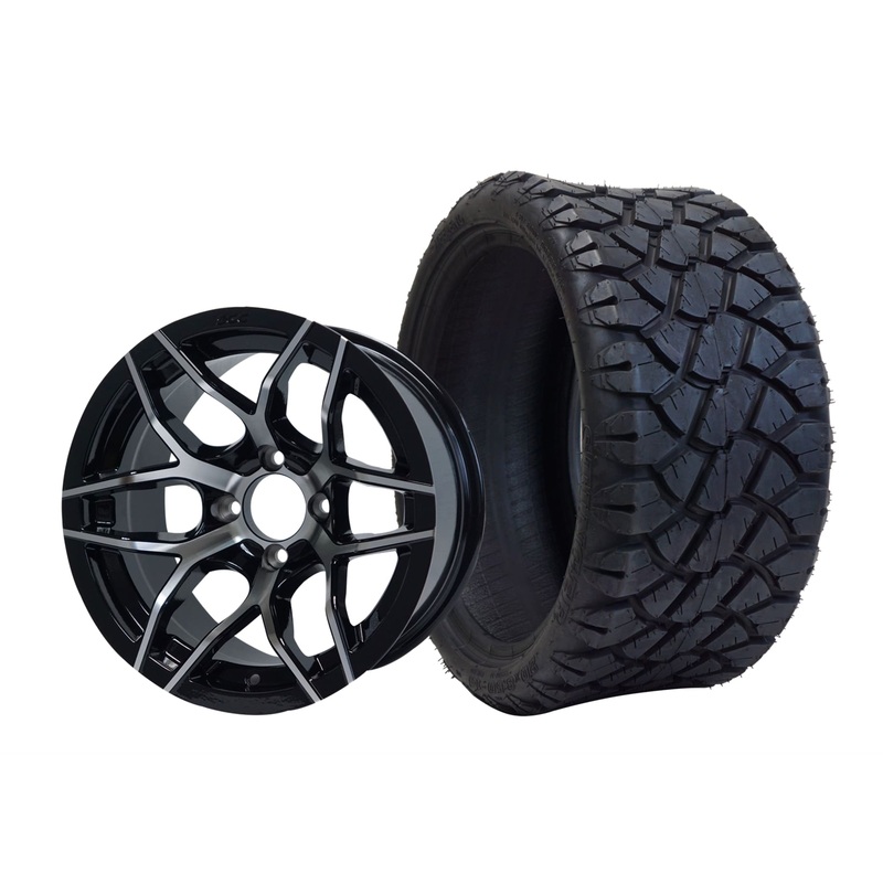 SGC 14″ Rally Machined/Black Wheel – Aluminum Alloy / STEELENG 20″x8.5″-14″ STINGER AT Tire DOT Approved