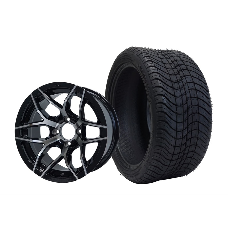 SGC 14″ Rally Machined/Black Wheel – Aluminum Alloy / STEELENG 205/30-14 Low Profile Tire DOT Approved Tires Combo – Set of 4