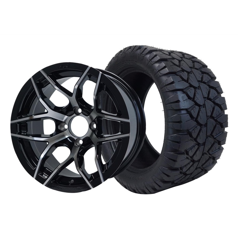 SGC 14″ Rally Machined/Black Wheel – Aluminum Alloy / STEELENG 23″x10.5″-14″ STINGER AT Tire DOT Approved Tires Combo – Set of 4