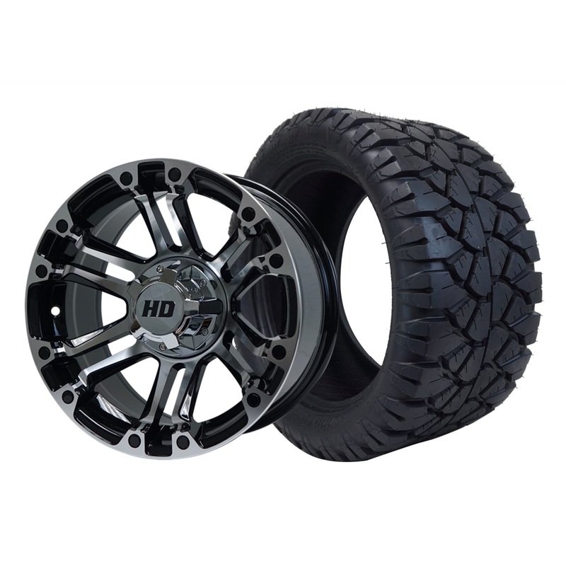SGC 14″ Rhino Machined/Black Wheel – Aluminum Alloy / STEELENG 23″x10.5″-14″ STINGER AT Tire DOT Approved Tires Combo – Set of 4
