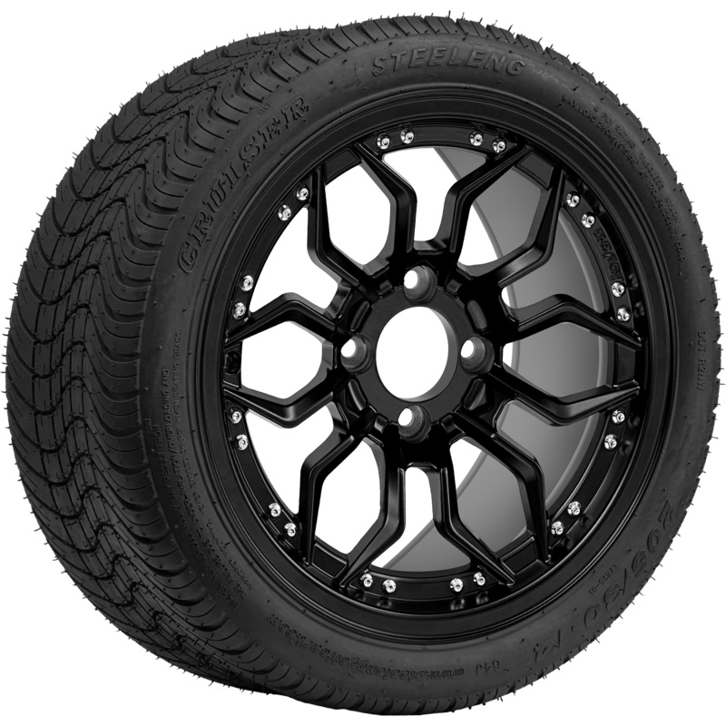 SGC 14 ” Scorpion Matte Black Wheel – Aluminum Alloy / STEELENG 205/30-14 Low Profile Tire DOT Approved Tires Combo – Set of 4