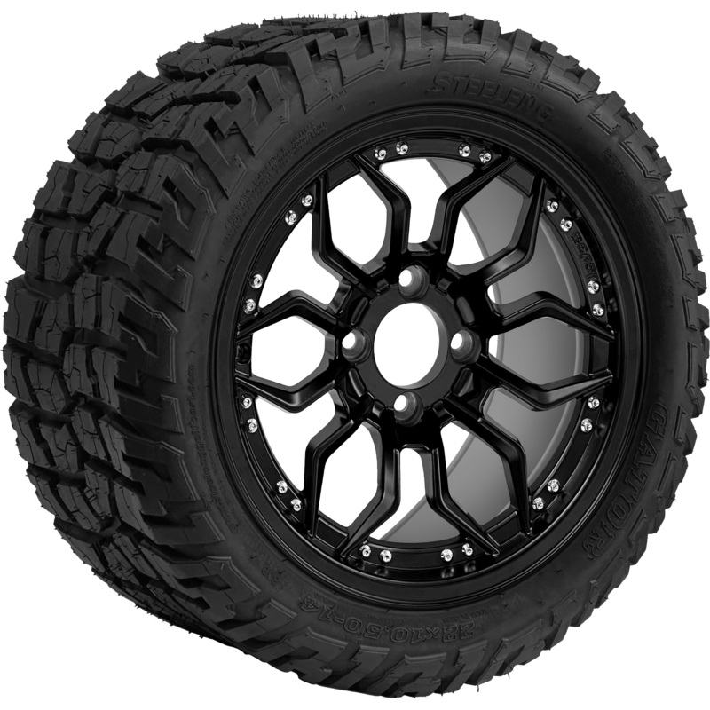 SGC 14 ” Scorpion Matte Black Wheel – Aluminum Alloy / STEELENG 22 “x10.5 “-14 ” GATOR All Terrain DOT Approved Tires Combo – Set of 4