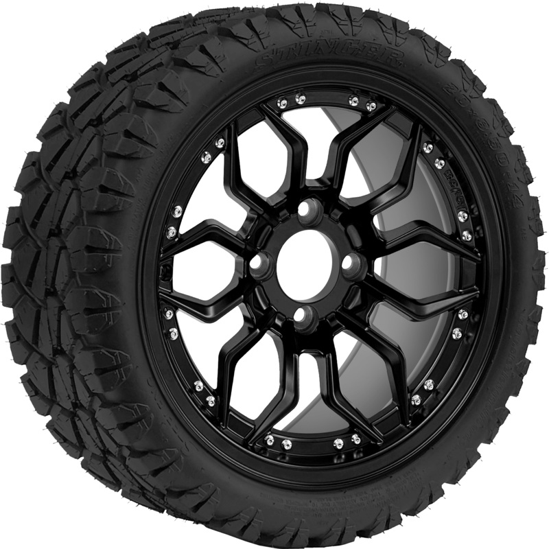 SGC 14 ” Scorpion Matte Black Wheel – Aluminum Alloy / STEELENG 23 “x10 “-14 ” All Terrain Tire DOT Approved Tires Combo – Set of 4