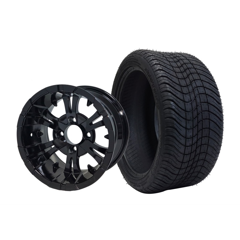 SGC 14″ Vampire Glossy Black Wheel – Aluminum Alloy / STEELENG 205/30-14 Low Profile Tire DOT Approved Tires Combo – Set of 4
