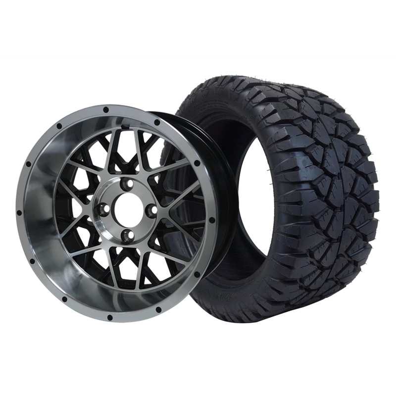SGC 14″ Venom Machined/Black Wheel – Aluminum Alloy / STEELENG 23″x10.5″-14″ STINGER AT Tire DOT Approved Tires Combo – Set of 4
