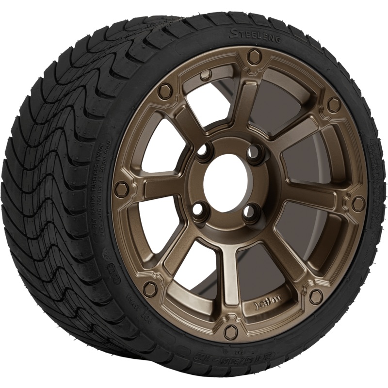 SGC 12 ” Cyclops Bronze Wheel – Aluminum Alloy / STEELENG 215/35-12 Low Profile Tire Tires Combo – Set of 4