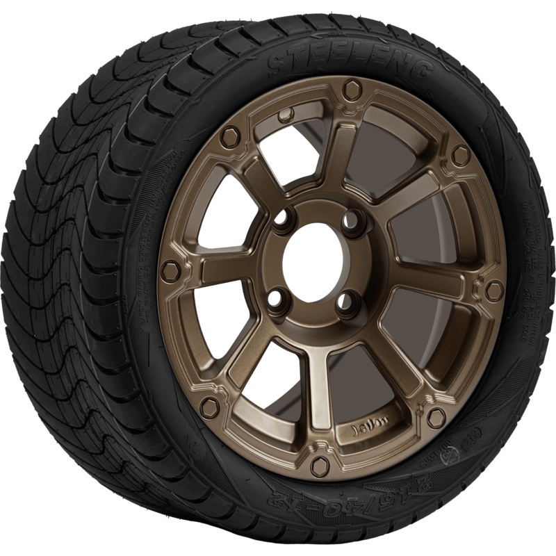 SGC 12 ” Cyclops Bronze Wheel – Aluminum Alloy / STEELENG 215/40-12 Low Profile Tire DOT Approved Tires Combo – Set of 4