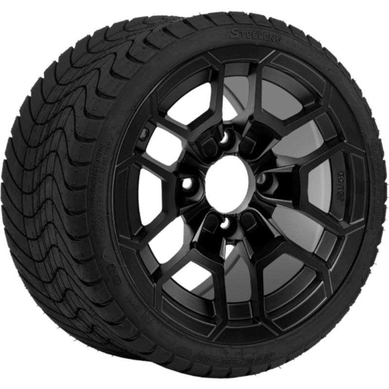 SGC 12 ” Talon Matte Black Wheel – Aluminum Alloy / STEELENG 215/35-12 Low Profile Tire Tires Combo – Set of 4