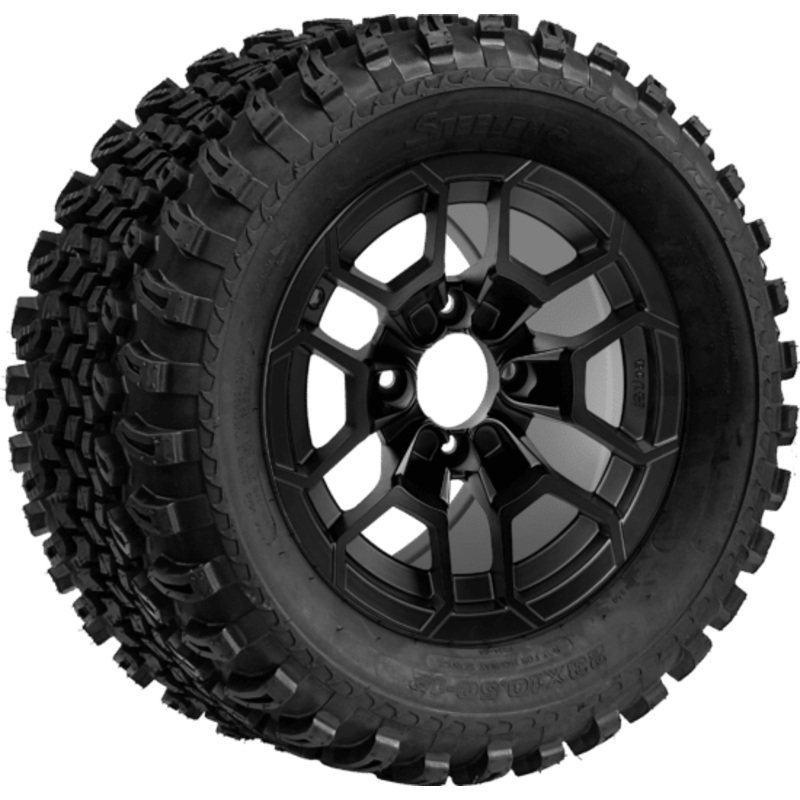 SGC 12 ” Talon Matte Black Wheel – Aluminum Alloy / STEELENG 23 “x10.5 “-12 ” All Terrain Tire Tires Combo – Set of 4