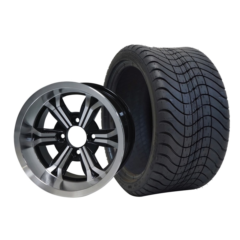 SGC 12″ Transformer Machined/Black Wheel – Aluminum Alloy / STEELENG 215/35-12 Low Profile Tire Tires Combo – Set of 4