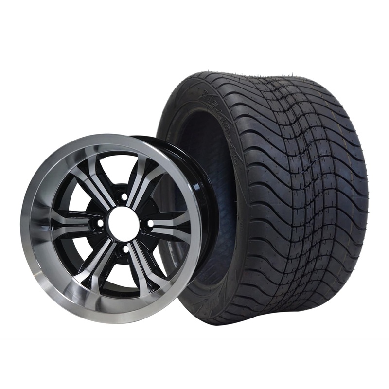 SGC 12″ Transformer Machined/Black Wheel – Aluminum Alloy / STEELENG 215/40-12 Low Profile Tire DOT Approved Tires Combo – Set of 4