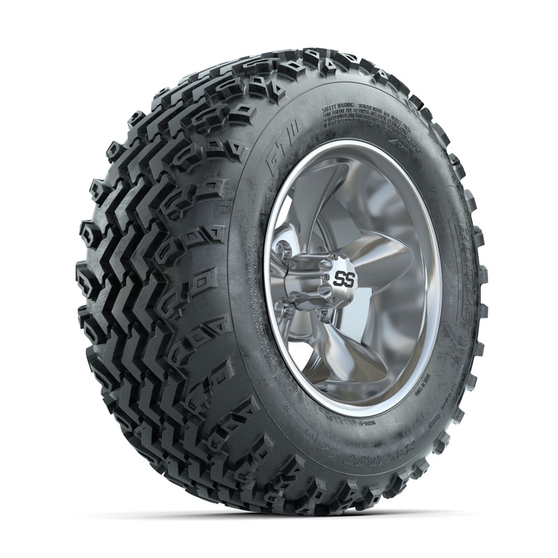 GTW Godfather Chrome 12 in Wheels with 23×10.00-12 Rogue All Terrain Tires  Full Set