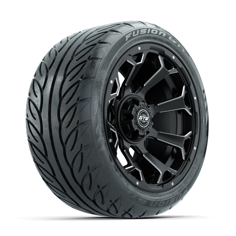 GTW Raven Off-Road Matte Black/Ball Milled 14 in Wheels with 225/40-R14 Fusion GTR Street Tires  Full Set