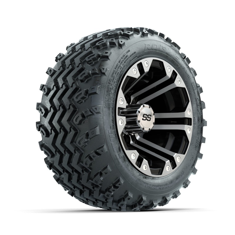 GTW Specter Machined/Black 10 in Wheels with 18×9.50-10 Rogue All Terrain Tires  Full Set