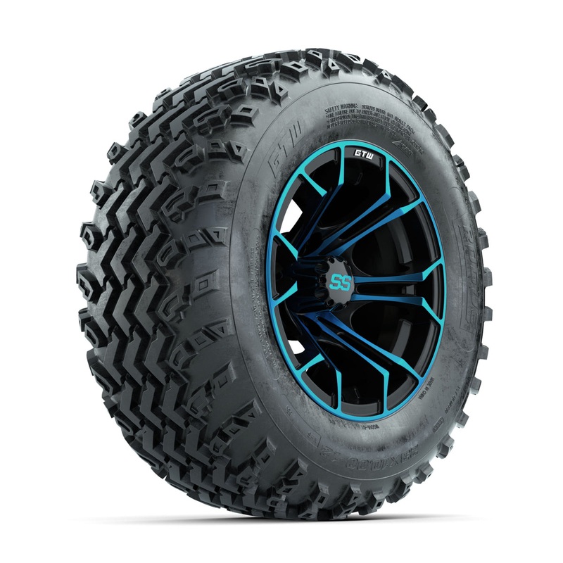 GTW Spyder Blue/Black 12 in Wheels with 23×10.00-12 Rogue All Terrain Tires  Full Set