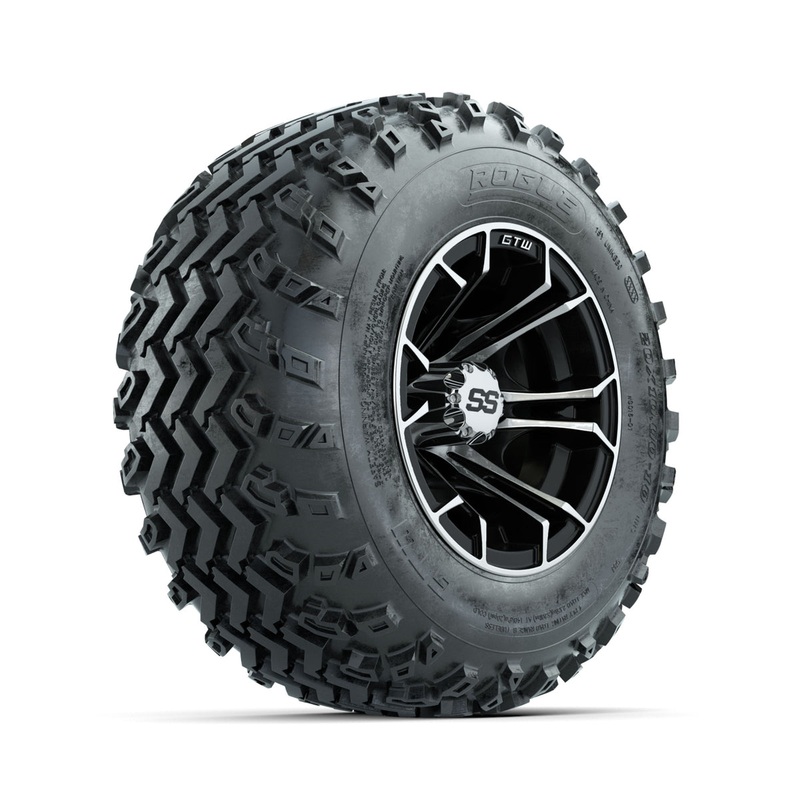 GTW Spyder Machined/Black 10 in Wheels with 20×10.00-10 Rogue All Terrain Tires  Full Set