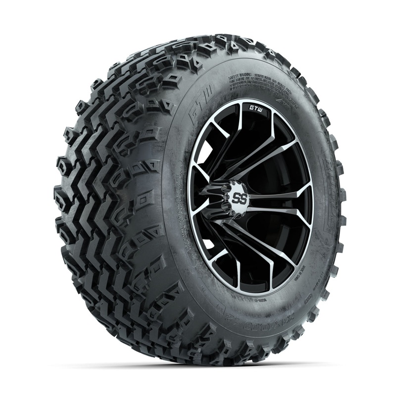 GTW Spyder Machined/Black 12 in Wheels with 23×10.00-12 Rogue All Terrain Tires  Full Set
