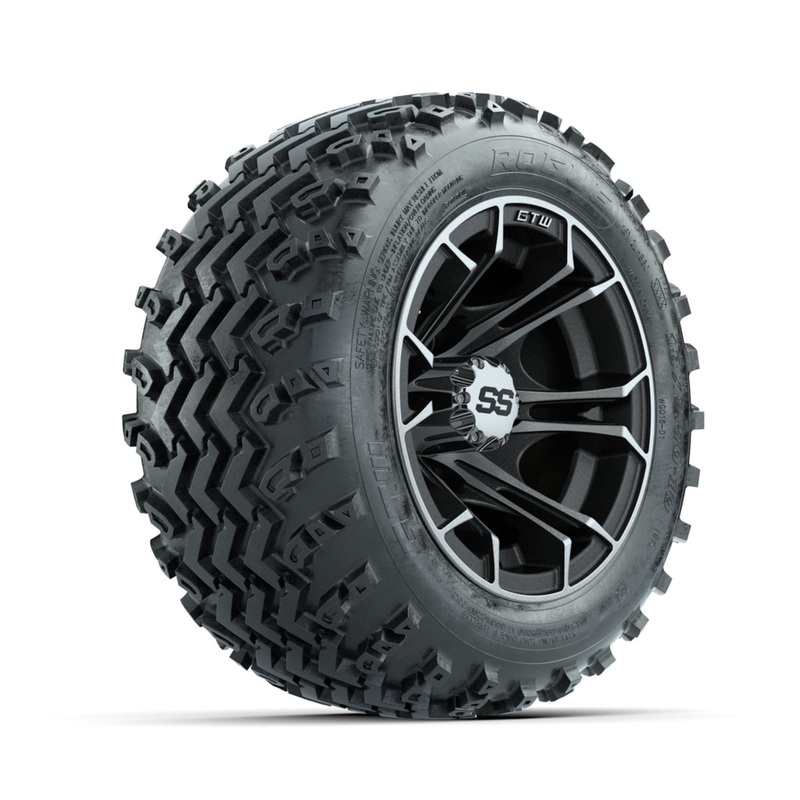 GTW Spyder Machined/Matte Grey 10 in Wheels with 18×9.50-10 Rogue All Terrain Tires  Full Set