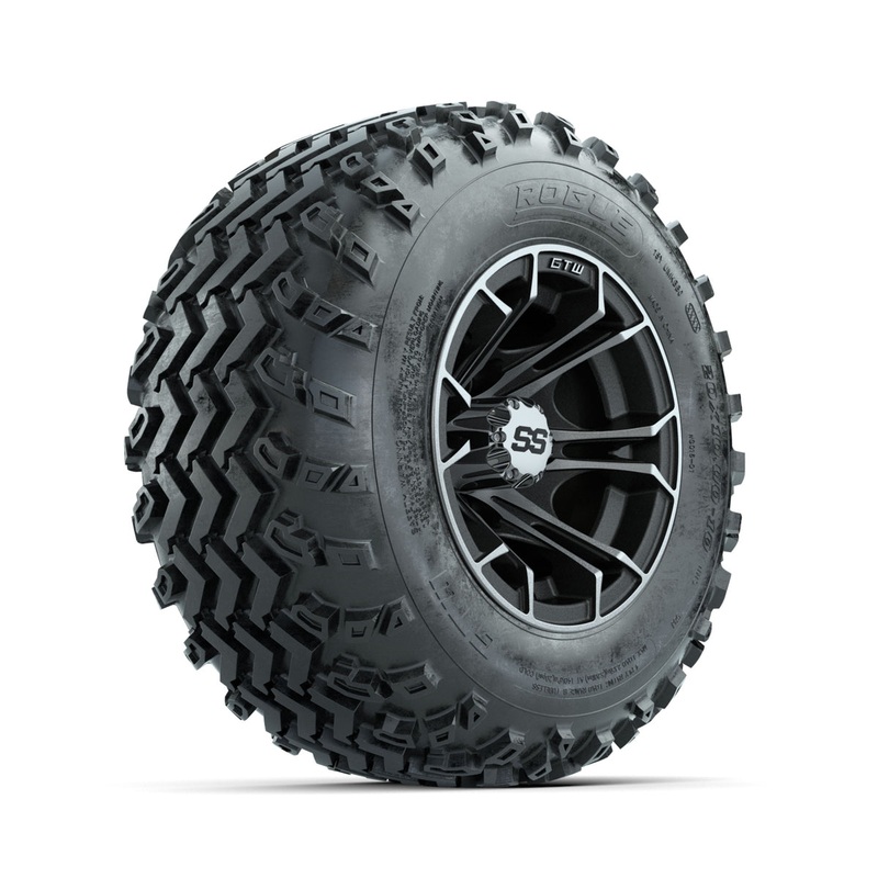 GTW Spyder Machined/Matte Grey 10 in Wheels with 20×10.00-10 Rogue All Terrain Tires  Full Set