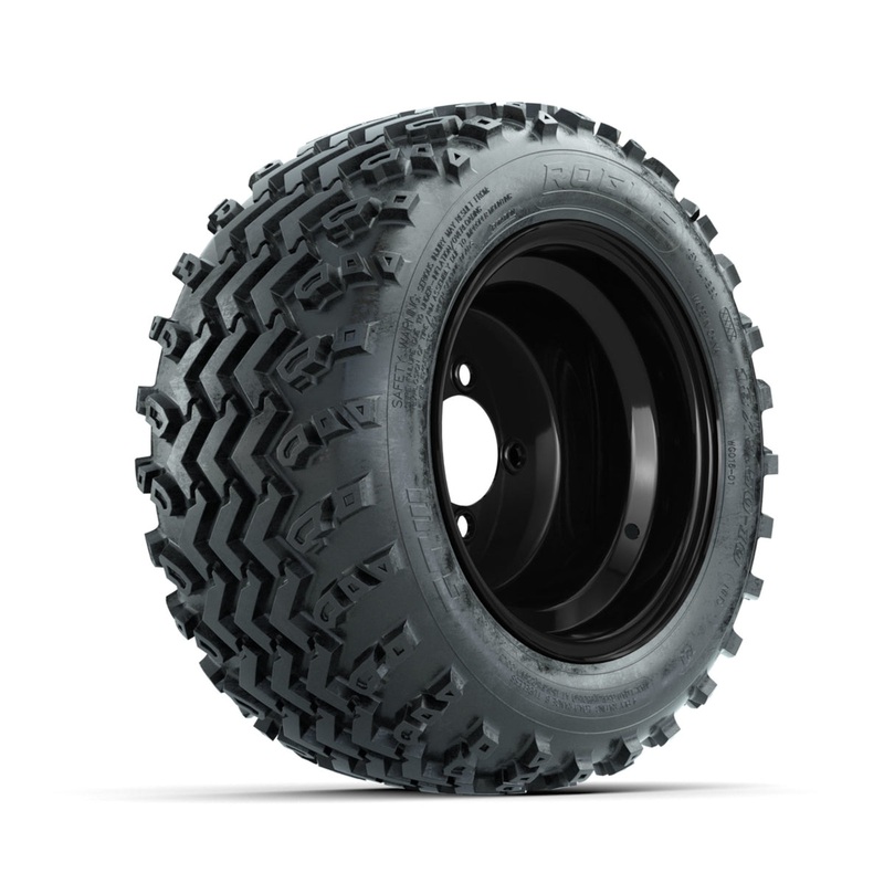 GTW Steel Black Centered 10 in Wheels with 18×9.50-10 Rogue All Terrain Tires  Full Set