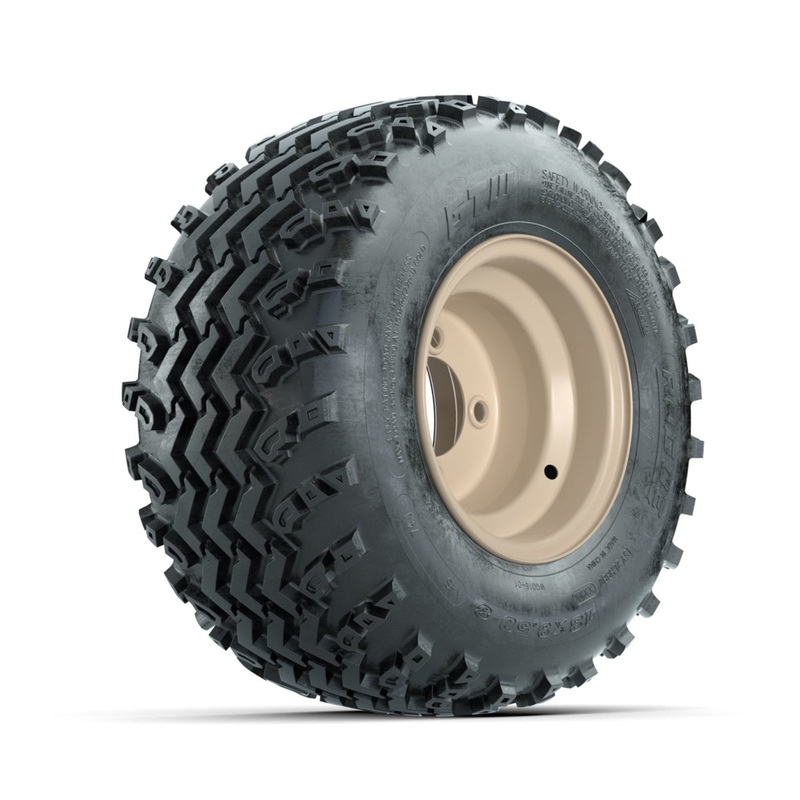 GTW Steel Club Car Beige Centered 8 in Wheels with 18×9.50-8 Rogue All Terrain Tires  Full Set