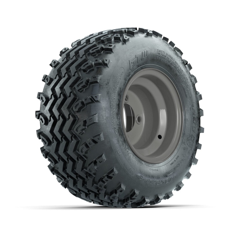 GTW Steel Club Car Grey Centered 8 in Wheels with 18×9.50-8 Rogue All Terrain Tires  Full Set