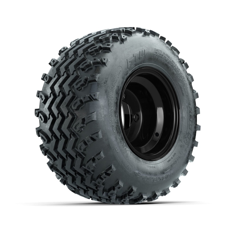 GTW Steel Gloss Black Centered 8 in Wheels with 18×9.50-8 Rogue All Terrain Tires  Full Set