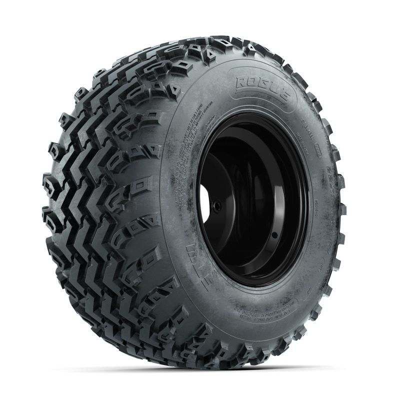 GTW Steel Matte Black 3:5 Offset 10 in Wheels with 22×11.00-10 Rogue All Terrain Tires  Full Set