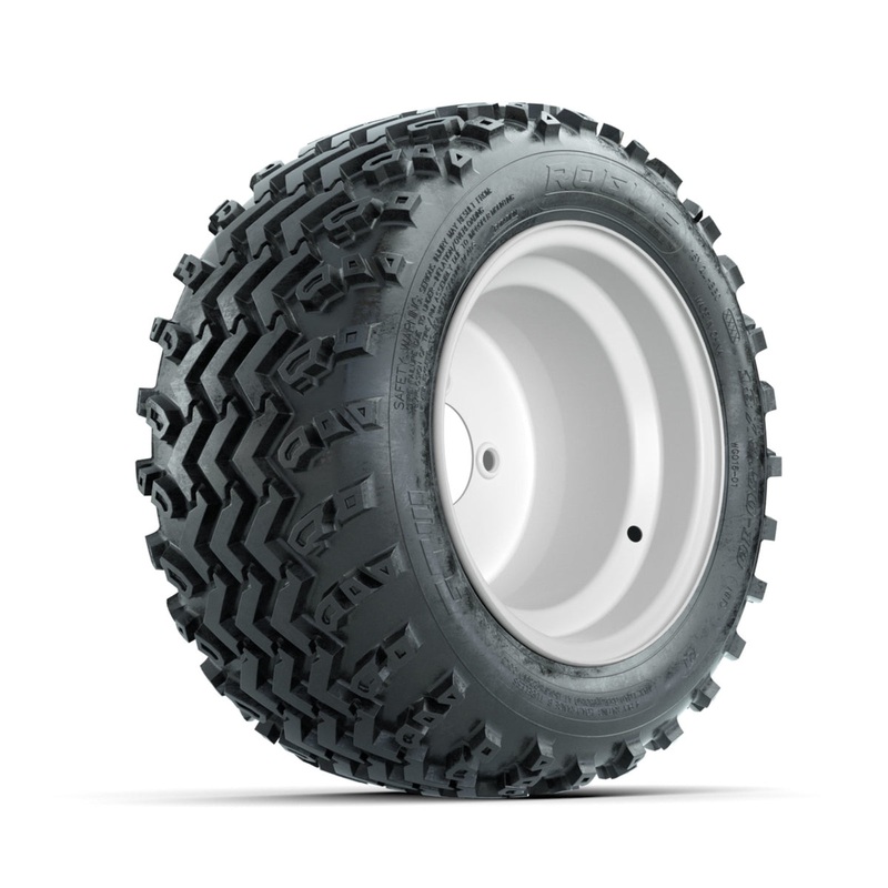 GTW Steel White 3:5 Offset 10 in Wheels with 18×9.50-10 Rogue All Terrain Tires  Full Set