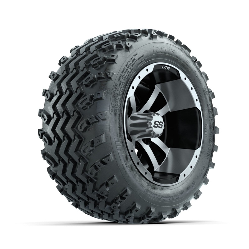 GTW Storm Trooper Machined/Black 10 in Wheels with 18×9.50-10 Rogue All Terrain Tires  Full Set