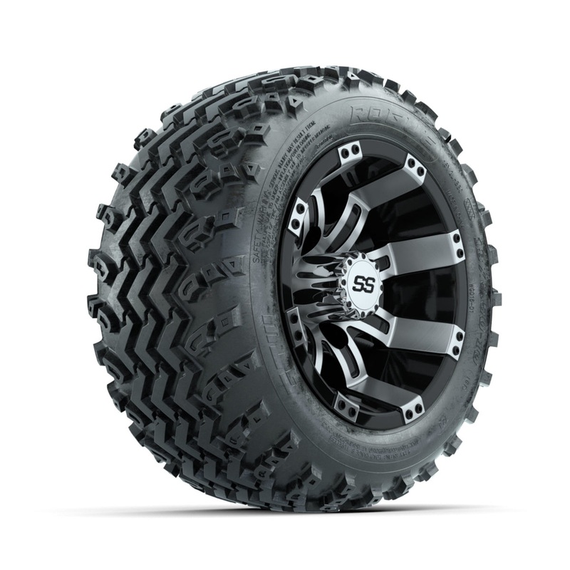 GTW Tempest Machined/Black 10 in Wheels with 18×9.50-10 Rogue All Terrain Tires  Full Set