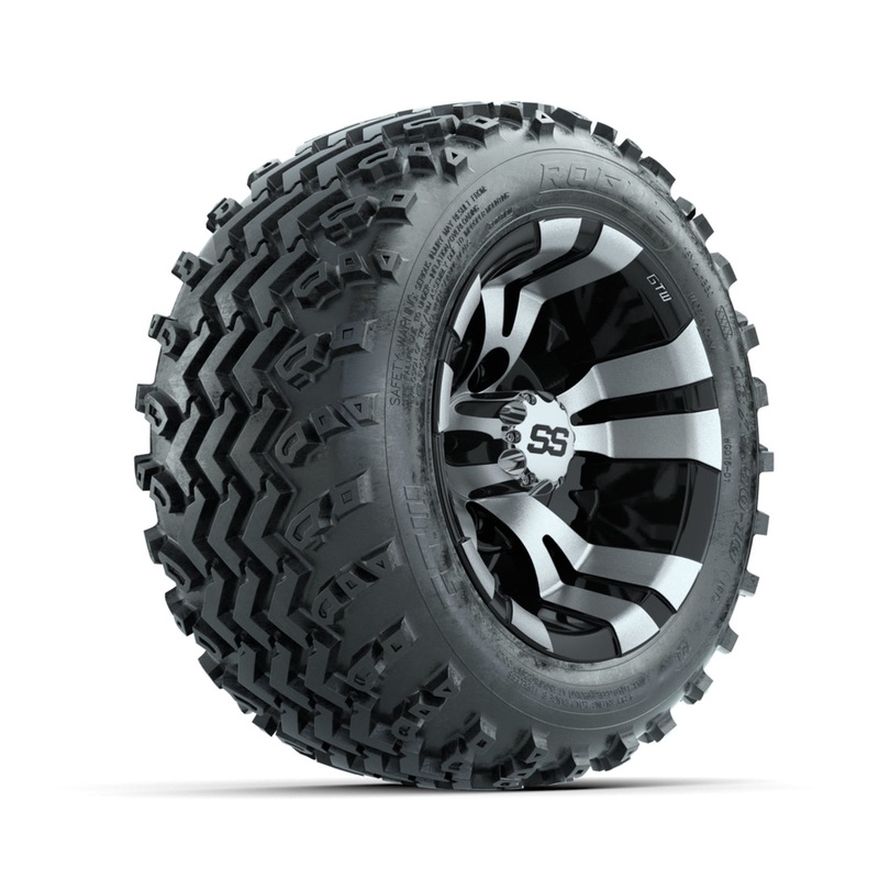 GTW Vampire Machined/Black 10 in Wheels with 18×9.50-10 Rogue All Terrain Tires  Full Set