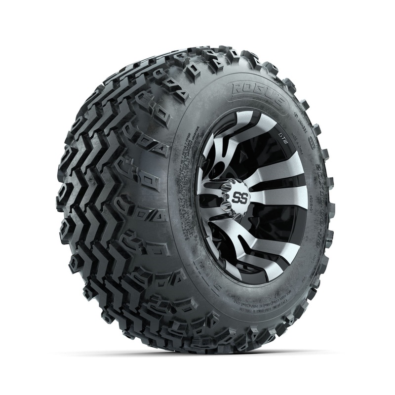 GTW Vampire Machined/Black 10 in Wheels with 20×10.00-10 Rogue All Terrain Tires  Full Set