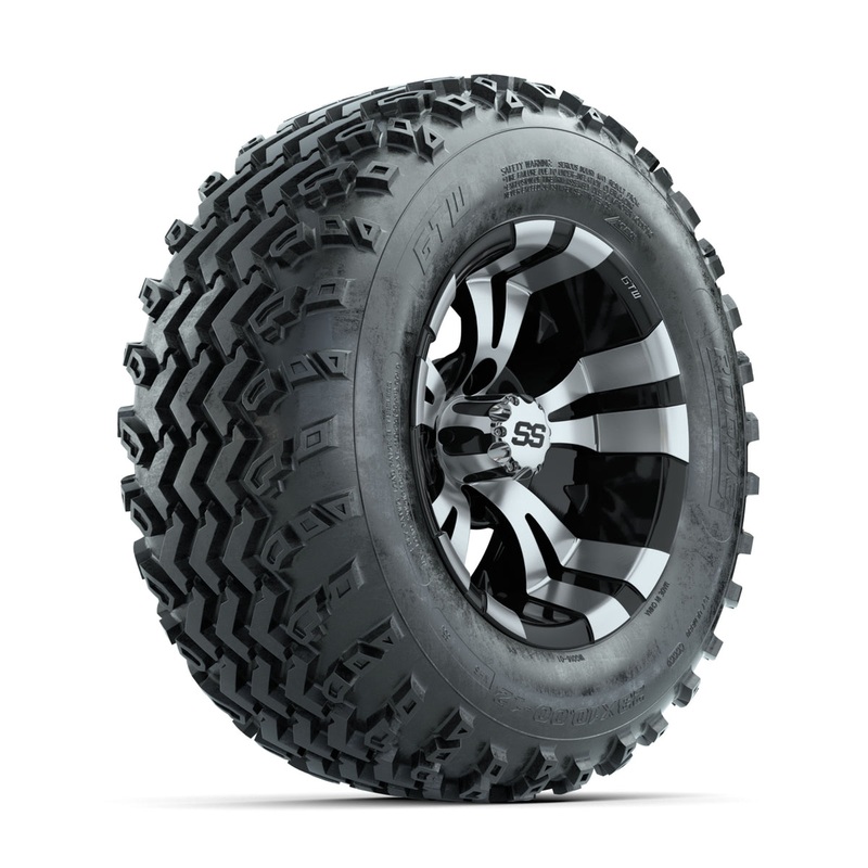 GTW Vampire Machined/Black 12 in Wheels with 23×10.00-12 Rogue All Terrain Tires  Full Set