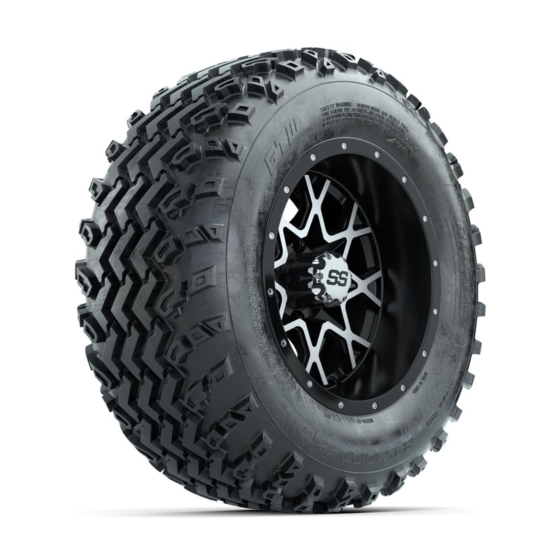 GTW Vortex Machined/Matte Black 12 in Wheels with 23×10.00-12 Rogue All Terrain Tires  Full Set
