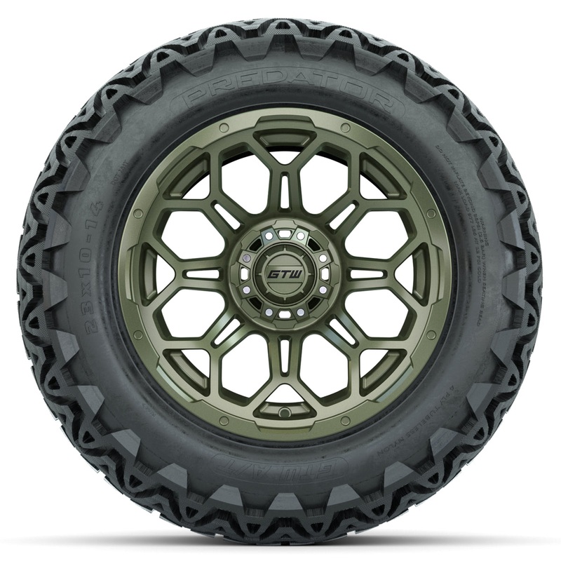 Set of (4) 14 in GTW Bravo Wheels with 23×10-14 GTW Predator All-Terrain Tires