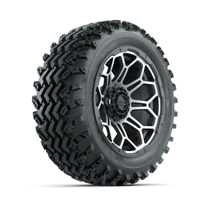 GTW Bravo Machined/Matte Grey 14 in Wheels with 23×10.00-14 Rogue All Terrain Tires  Full Set