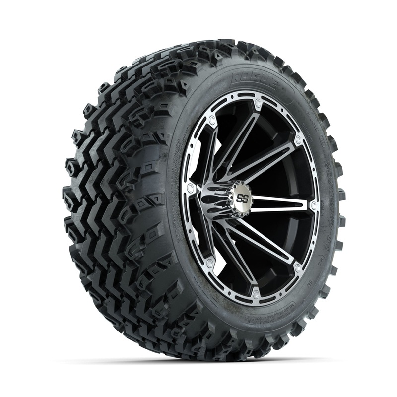 GTW Element Machined/Black 14 in Wheels with 23×10.00-14 Rogue All Terrain Tires  Full Set