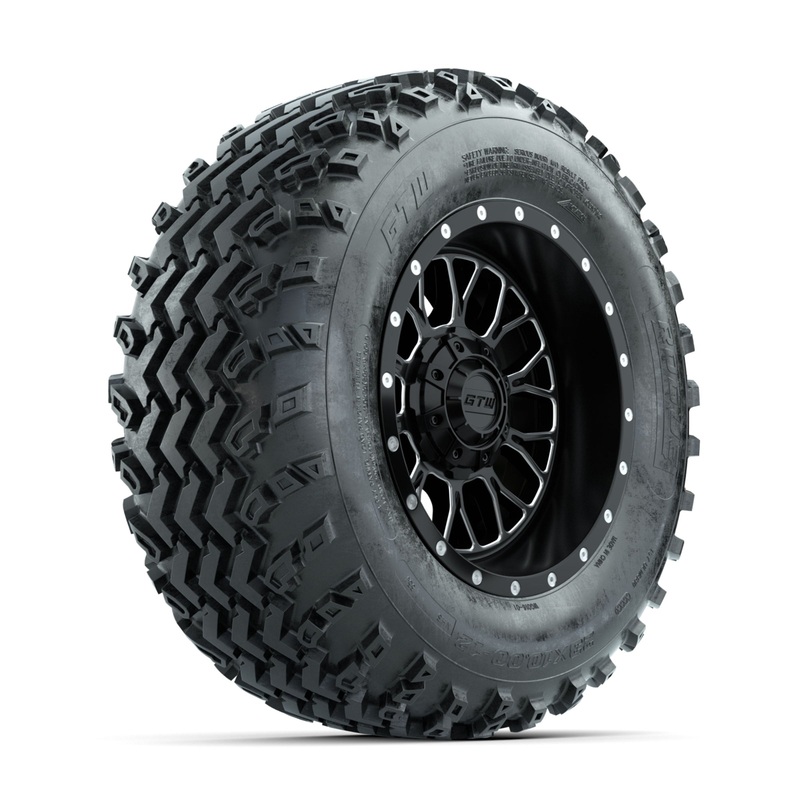 GTW Helix Machined/Black 12 in Wheels with 23×10.00-12 Rogue All Terrain Tires  Full Set