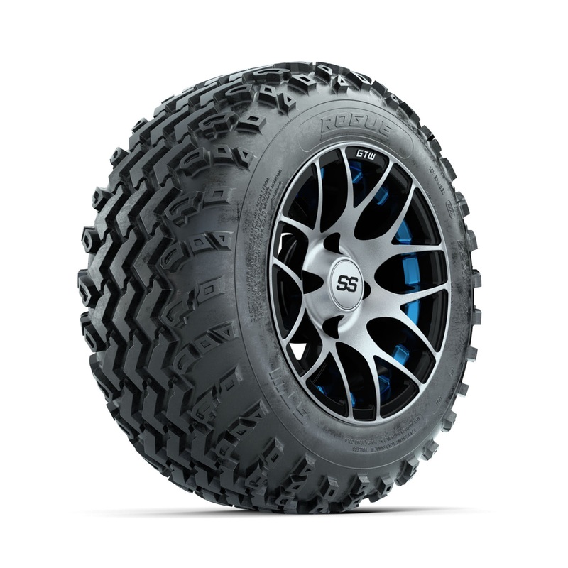 GTW Pursuit Blue 12 in Wheels with 22×11.00-12 Rogue All Terrain Tires  Full Set