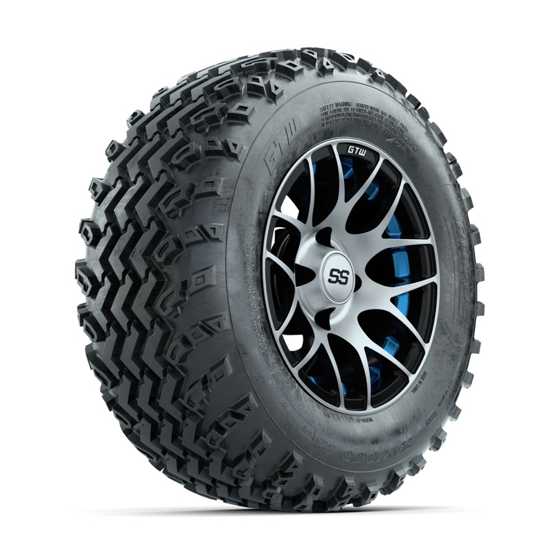 GTW Pursuit Blue 12 in Wheels with 23×10.00-12 Rogue All Terrain Tires  Full Set