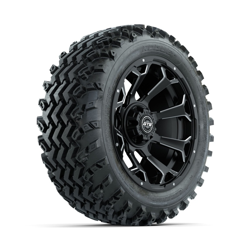 GTW Raven Ball Milled/Matte Black 14 in Wheels with 23×10.00-14 Rogue All Terrain Tires  Full Set