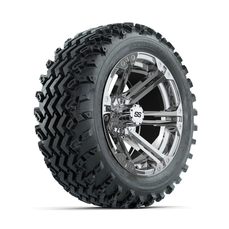 GTW Specter Chrome 14 in Wheels with 23×10.00-14 Rogue All Terrain Tires  Full Set