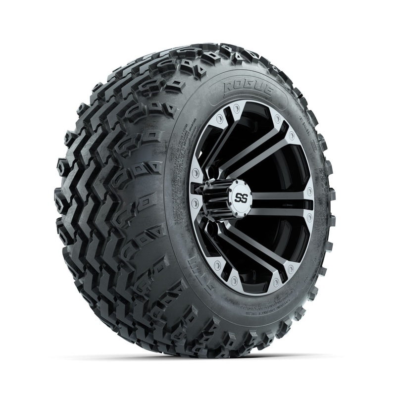 GTW Specter Machined/Black 12 in Wheels with 22×11.00-12 Rogue All Terrain Tires  Full Set