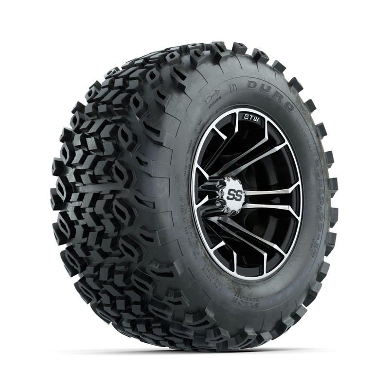 GTW Spyder Machined/Black 10 in Wheels with 20×10-10 Duro Desert All Terrain Tires  Full Set