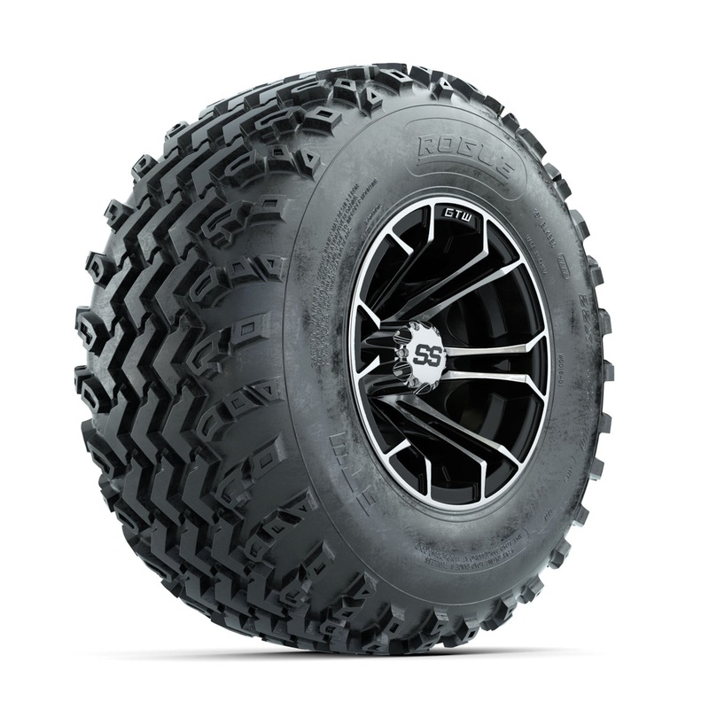 GTW Spyder Machined/Black 10 in Wheels with 22×11.00-10 Rogue All Terrain Tires  Full Set
