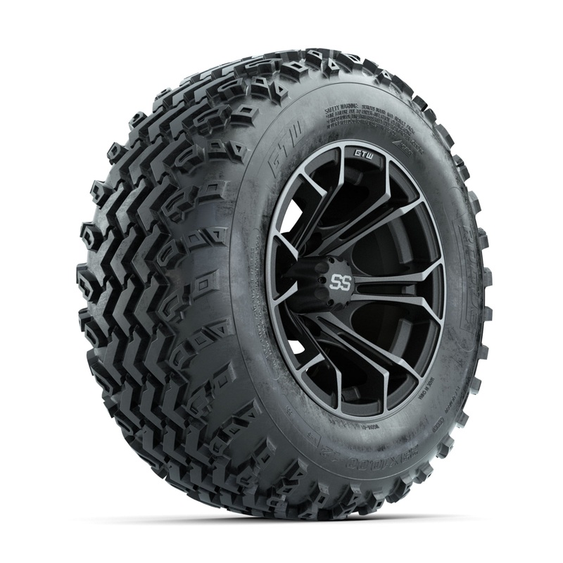 GTW Spyder Machined/Grey 12 in Wheels with 23×10.00-12 Rogue All Terrain Tires  Full Set