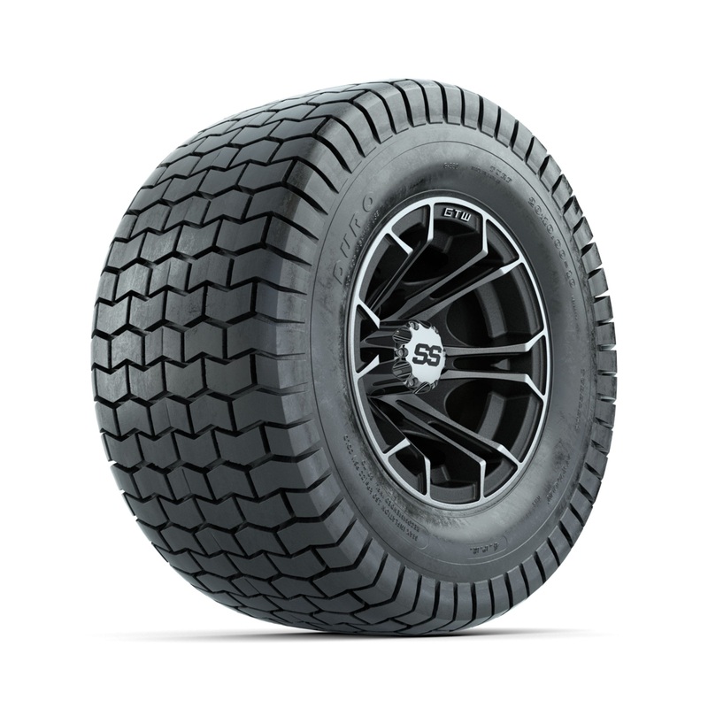 GTW Spyder Machined/Matte Grey 10 in Wheels with 20×10-10 Duro Soft Street Tires  Full Set